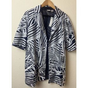 NWT Chico's Travelers Whimsy Mesh Strip Jacket Winters Drift Navy‎ Size 0 (4/6)
